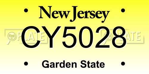 CY5028 New Jersey License Plate