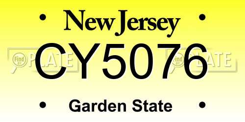 CY5076 New Jersey License Plate