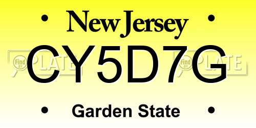 CY5D7G New Jersey License Plate
