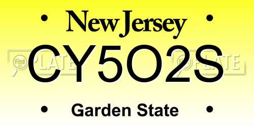 CY5O2S New Jersey License Plate