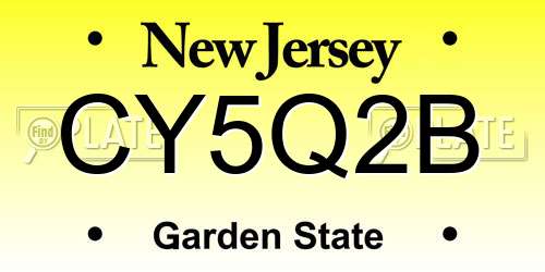 CY5Q2B New Jersey License Plate