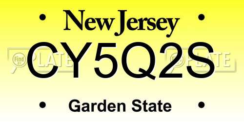 CY5Q2S New Jersey License Plate
