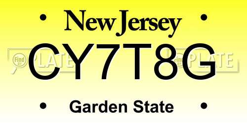 CY7T8G New Jersey License Plate