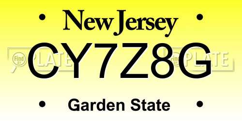 CY7Z8G New Jersey License Plate