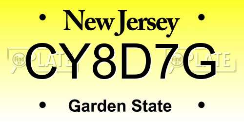 CY8D7G New Jersey License Plate
