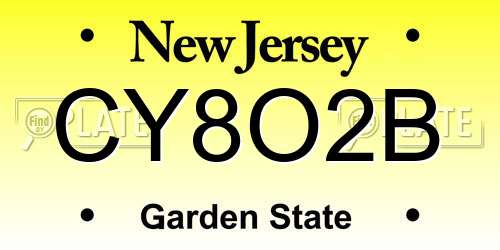 CY8O2B New Jersey License Plate