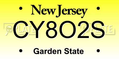 CY8O2S New Jersey License Plate