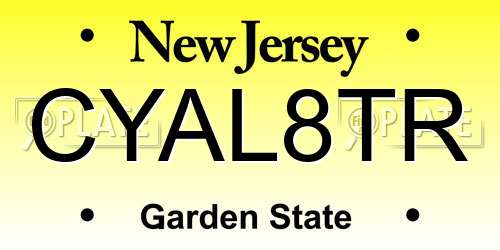 CYAL8TR New Jersey License Plate