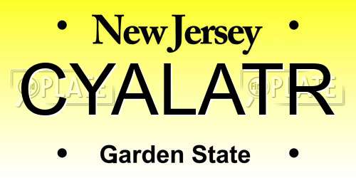 CYALATR New Jersey License Plate