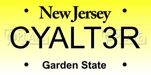 CYALT3R New Jersey License Plate