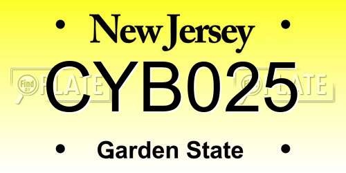 CYB025 New Jersey License Plate