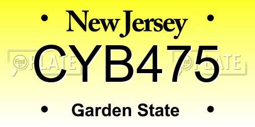 CYB475 New Jersey License Plate