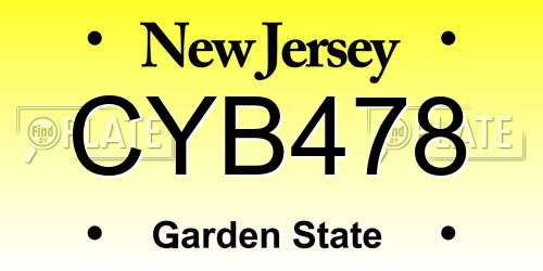 CYB478 New Jersey License Plate