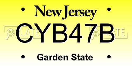CYB47B New Jersey License Plate