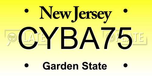 CYBA75 New Jersey License Plate