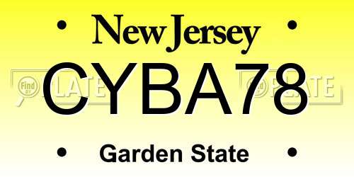 CYBA78 New Jersey License Plate