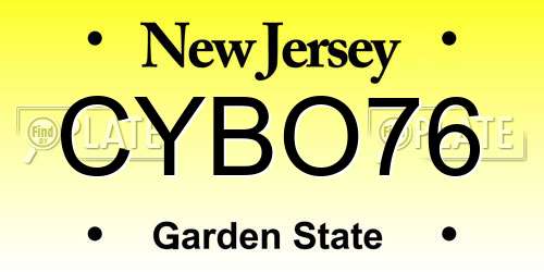 CYBO76 New Jersey License Plate