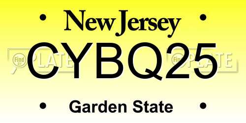CYBQ25 New Jersey License Plate