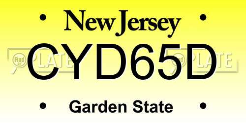 CYD65D New Jersey License Plate