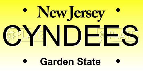 CYNDEES New Jersey License Plate