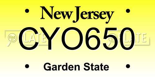 CYO650 New Jersey License Plate