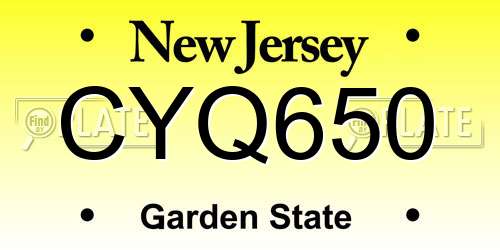 CYQ650 New Jersey License Plate