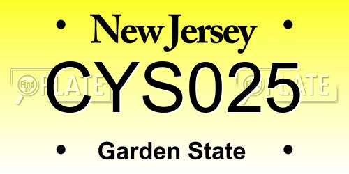 CYS025 New Jersey License Plate