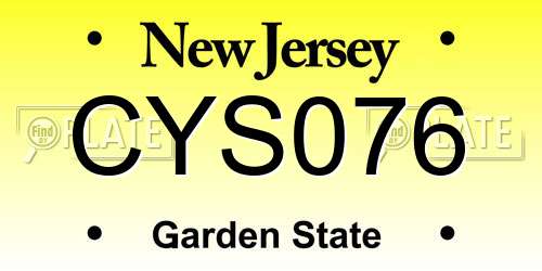 CYS076 New Jersey License Plate