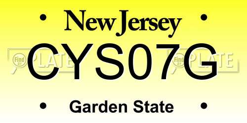 CYS07G New Jersey License Plate