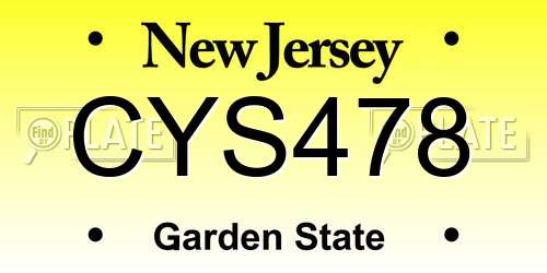 CYS478 New Jersey License Plate