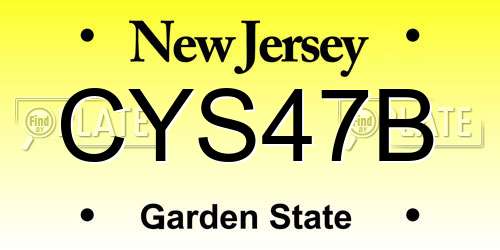 CYS47B New Jersey License Plate