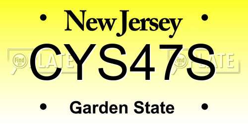 CYS47S New Jersey License Plate