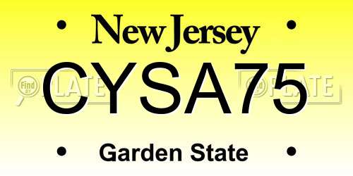 CYSA75 New Jersey License Plate