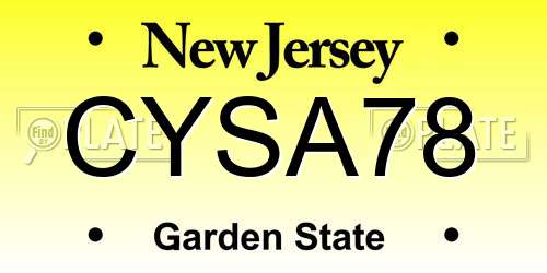 CYSA78 New Jersey License Plate