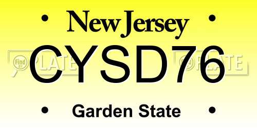CYSD76 New Jersey License Plate