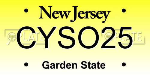 CYSO25 New Jersey License Plate