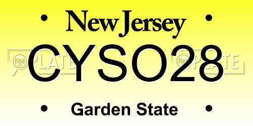 CYSO28 New Jersey License Plate