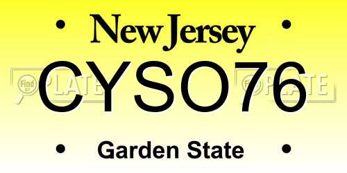 CYSO76 New Jersey License Plate