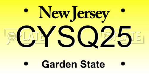 CYSQ25 New Jersey License Plate