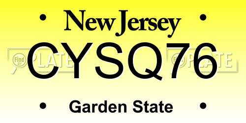 CYSQ76 New Jersey License Plate