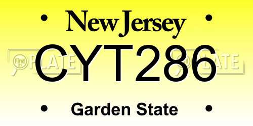 CYT286 New Jersey License Plate