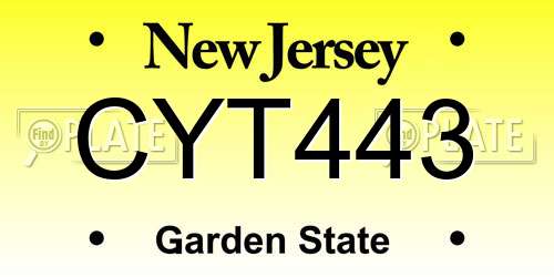 CYT443 New Jersey License Plate