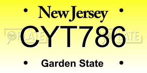 CYT786 New Jersey License Plate