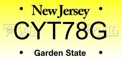 CYT78G New Jersey License Plate