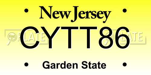CYTT86 New Jersey License Plate