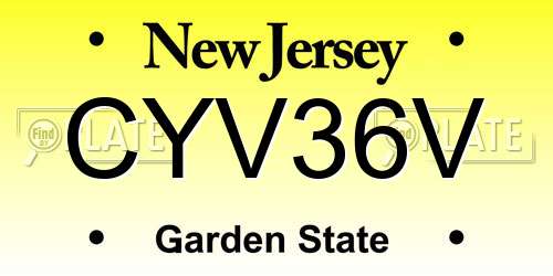 CYV36V New Jersey License Plate