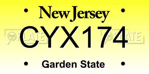CYX174 New Jersey License Plate