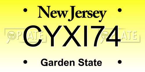 CYXI74 New Jersey License Plate