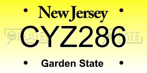 CYZ286 New Jersey License Plate