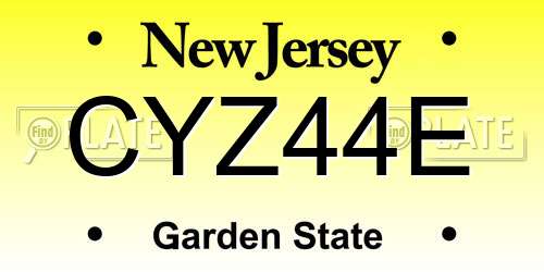 CYZ44E New Jersey License Plate